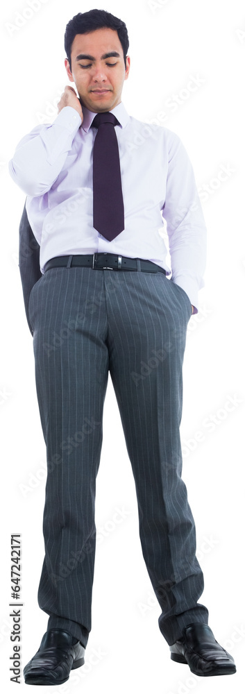 Digital png photo of worried biracial businessman on transparent background Digital png photo of worried biracial businessman on transparent background