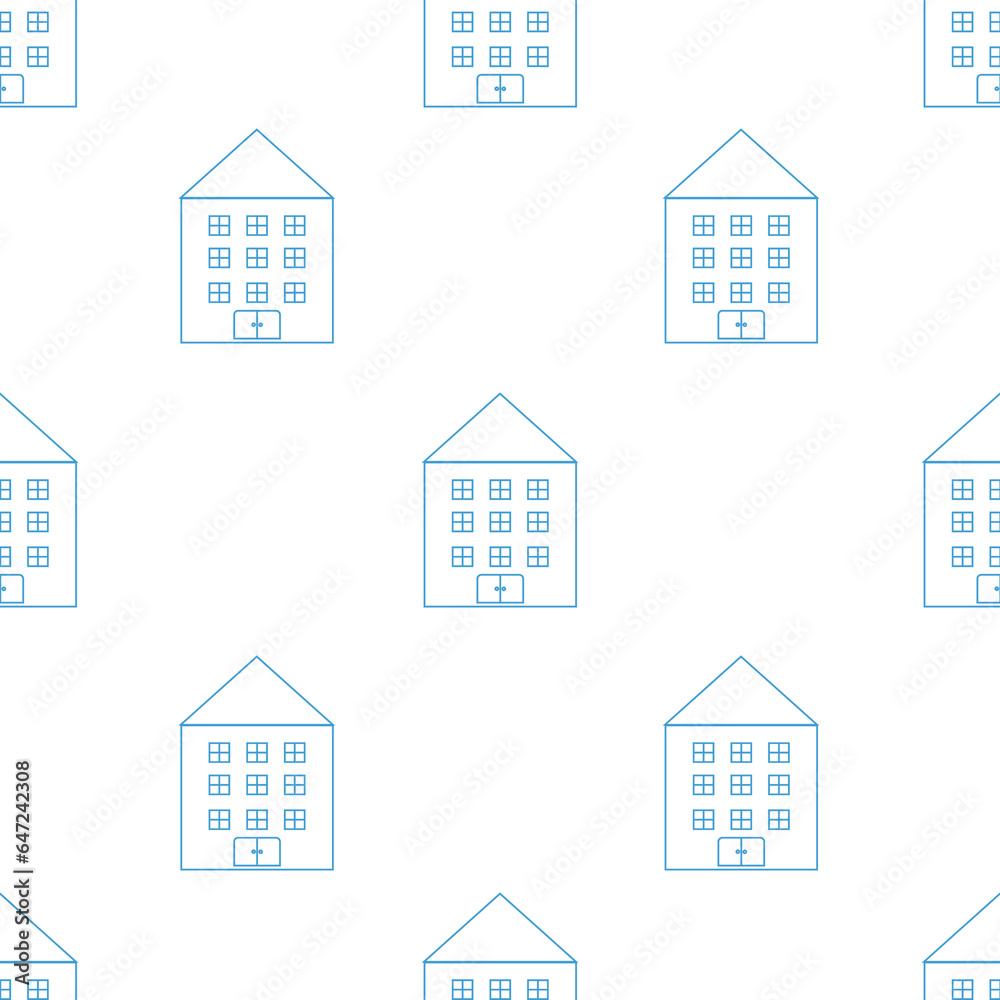 Digital png illustration of blue house pattern on transparent background