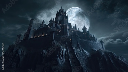Majestic Gothic Vampire Castle on a Moonlit Mountain