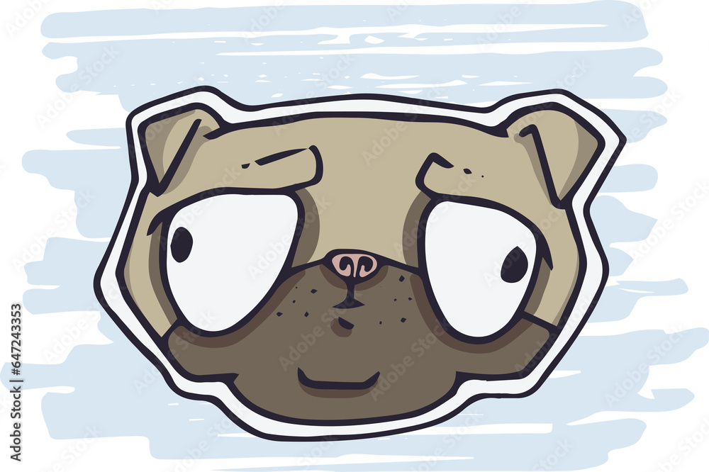 Naklejka premium Digital png illustration of dog face on transparent background