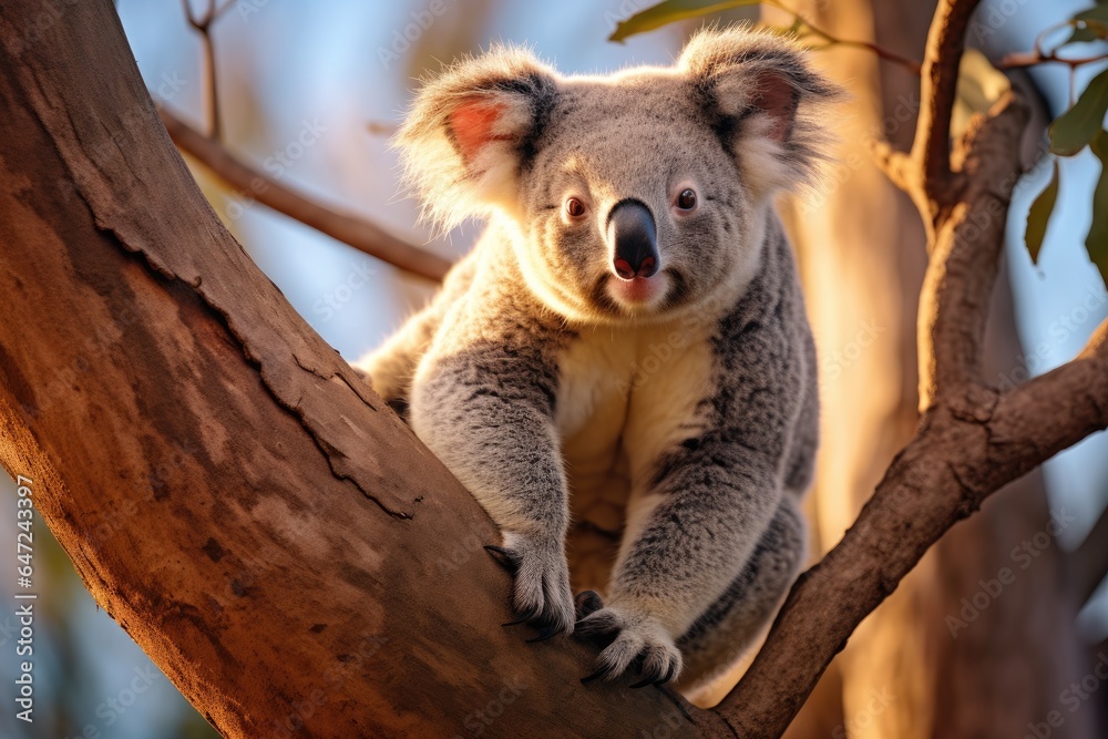 A koala sits on a tree branch A koala sits on a tree branch