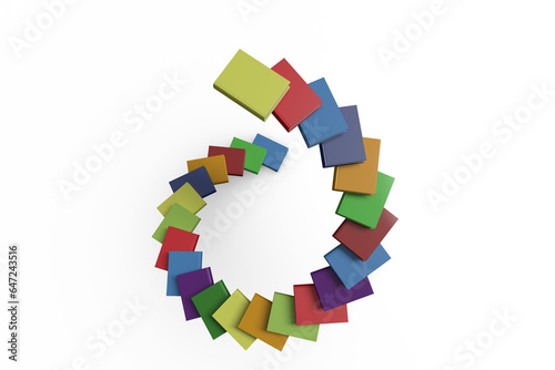 Digital png illustration of spiral of colourful books on transparent background