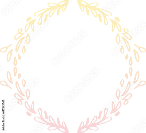 Digital png illustration of yellow to pink round frame with copy space on transparent background
