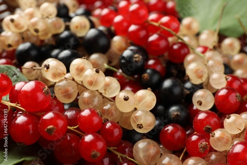Different fresh ripe currants as background  closeup