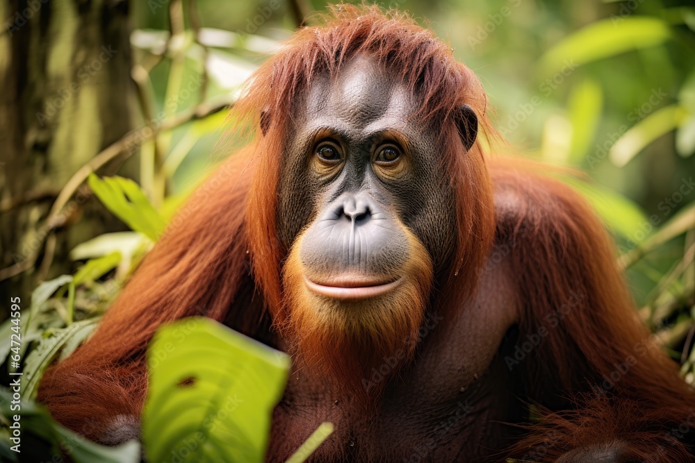 A picture of an orangutan in a jungle A picture of an orangutan in a jungle