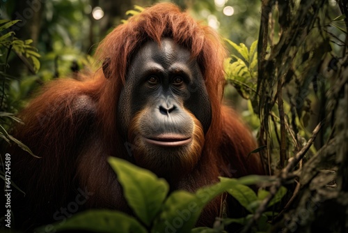 A picture of an orangutan in a jungle