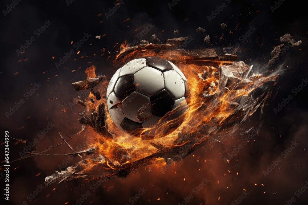Fototapeta premium A soccer ball is being hit by a net
