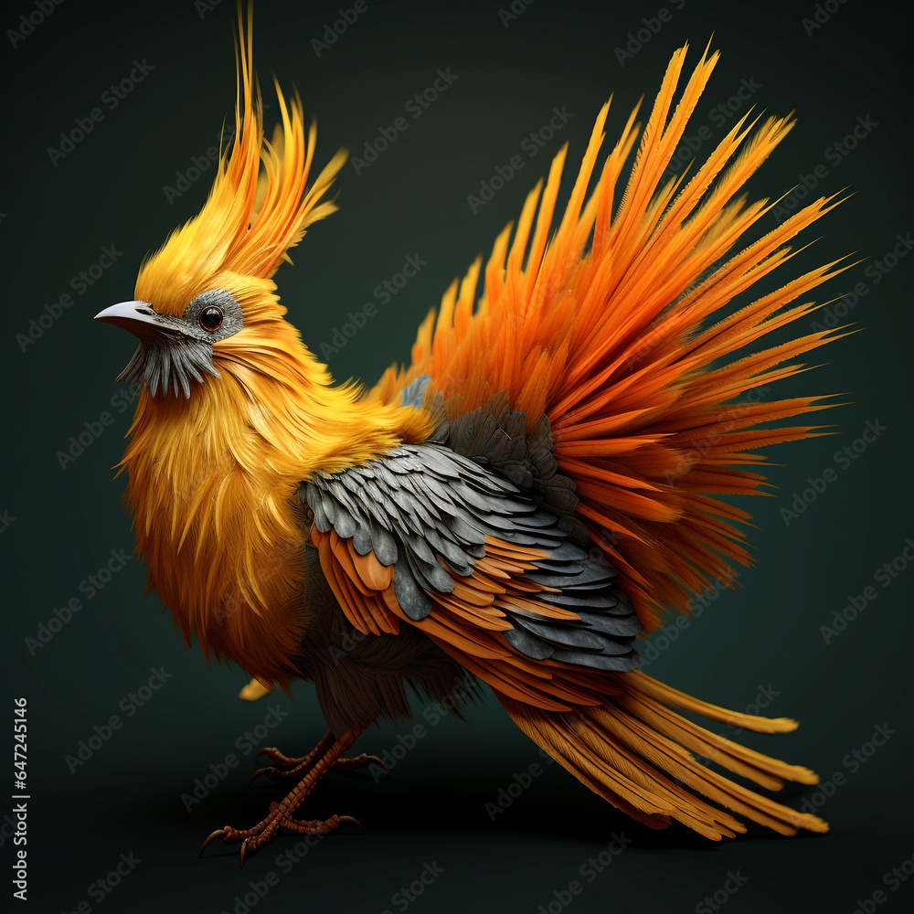 Obraz premium a 3d bird with beautiful feather colors