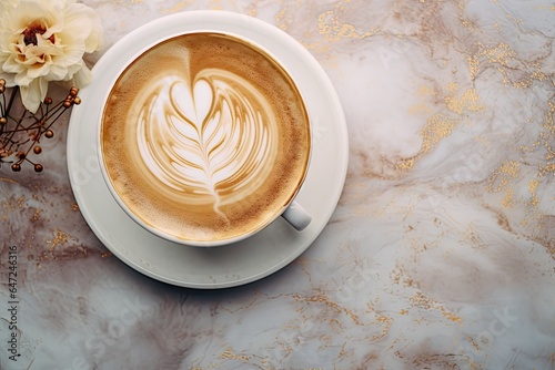 Beautiful coffee latte on marble