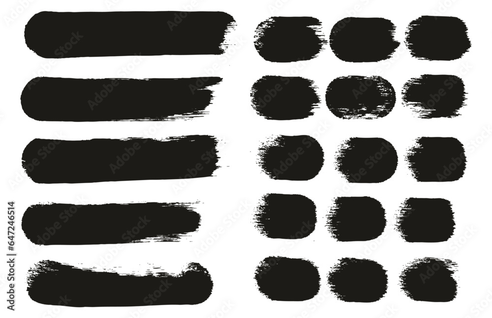 Round Sponge Thick Artist Brush Straight Lines Mix High Detail Abstract Vector Background Mix Set 