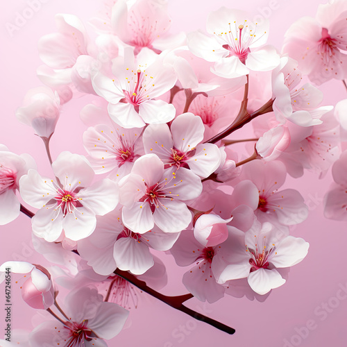 Cherry Blossoms in Full Bloom - Generative AI Stock Illustration
