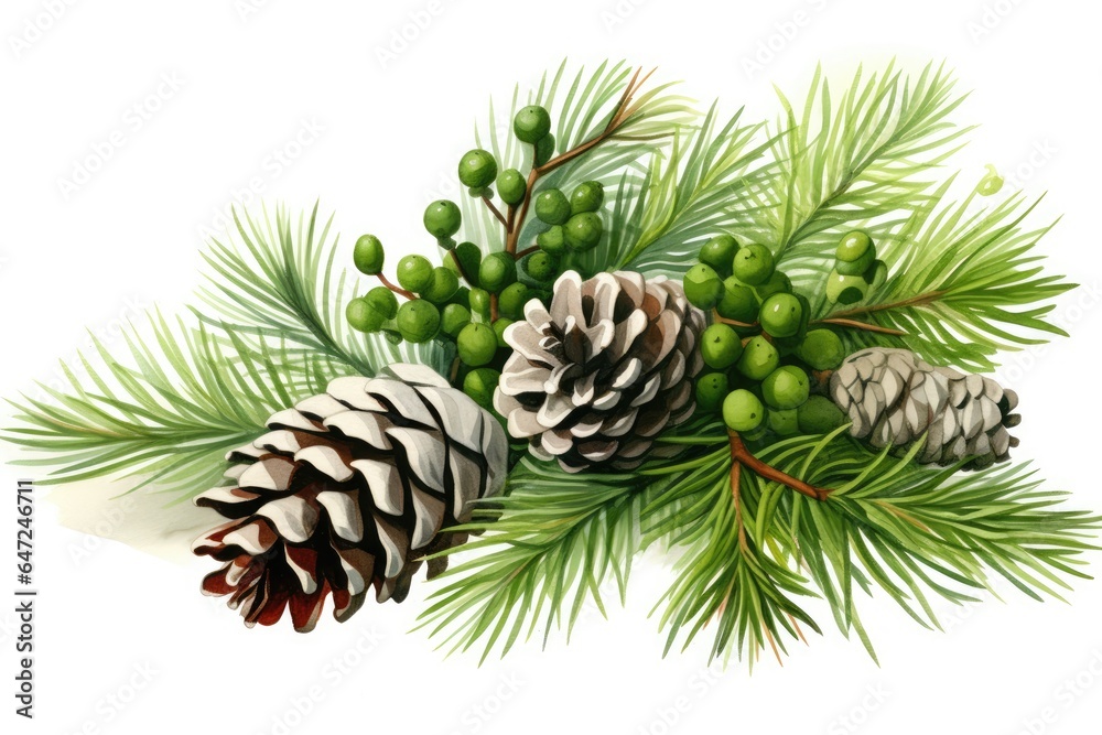 Fototapeta premium Bow pine cones berries