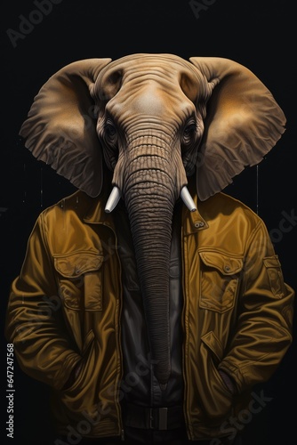 Elephant wearing jacket portrait © Tymofii