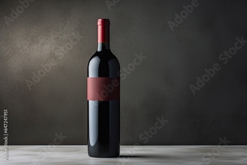 Front view red wine bottle on the grey surface