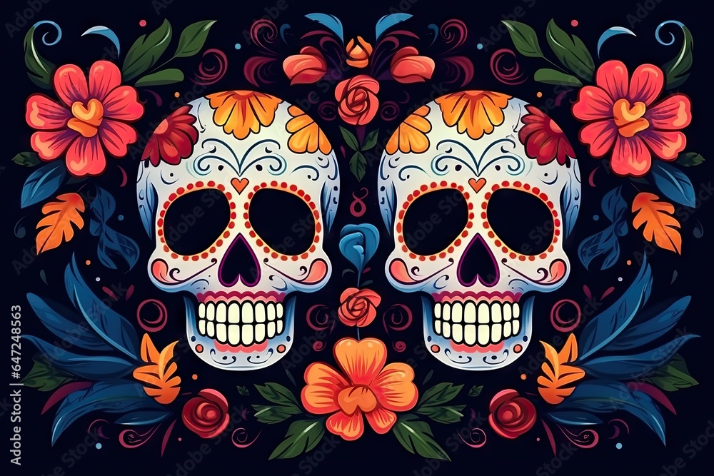 Hand drawn dia de muertos background