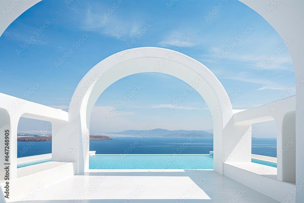 Modern white portico in Greece