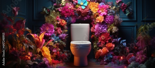 brightly colored modern toilet with a beautiful interior