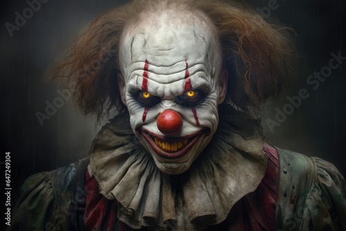 Portrait of scary clown with daunting vibe