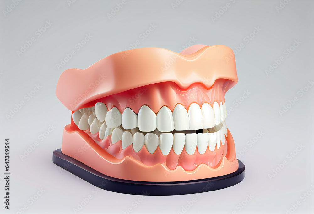 Obraz premium Dental dentures placed on white background.