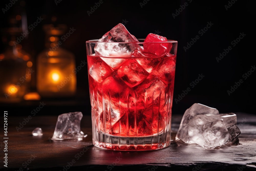 Red iced cocktail on the table Red iced cocktail on the table