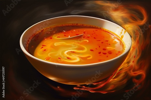 Artistic depiction of hot soup. Generative AI