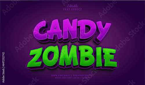 Candy Zombie Text Effect. Editable Text Effect Style 3d theme halloween season.