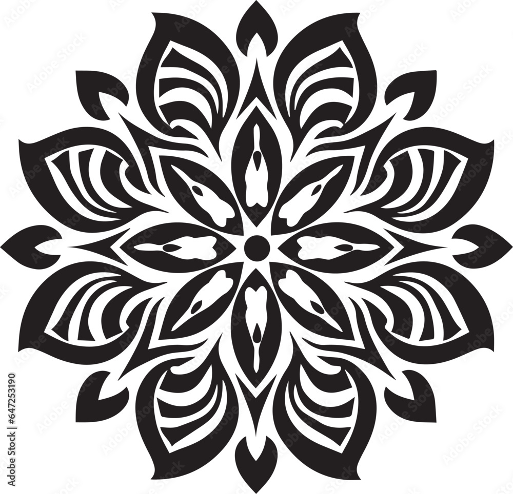 Mandala Black And White, Vector Template for Cutting and Printing Mandala Black And White, Vector Template for Cutting and Printing