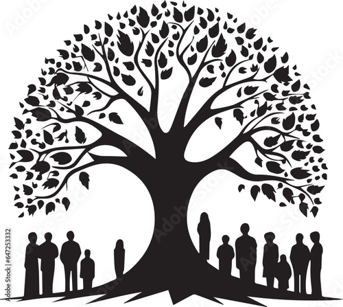 Family Reunion Black And White, Vector Template for Cutting and Printing