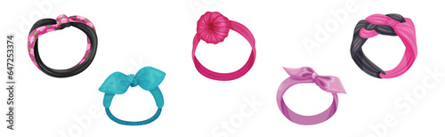 Female Headband as Hair or Head Accessory Vector Set