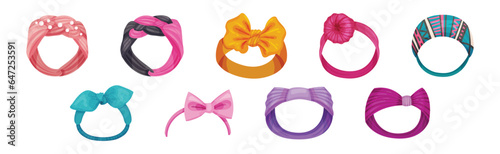 Female Headband as Hair or Head Accessory Vector Set