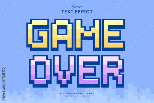 decorative editable pixel game over text effect vector design