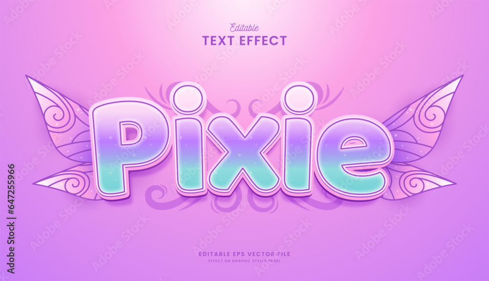 decorative cute fairy pixie fantasy editable text effect vector design