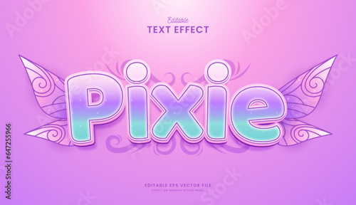 decorative cute fairy pixie fantasy editable text effect vector design
