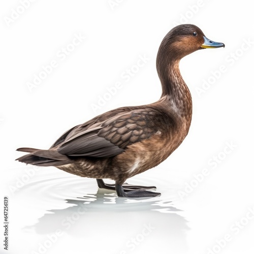 Pied-billed grebe bird isolated on white background.