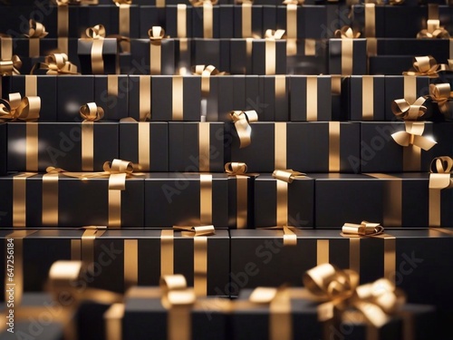 gift boxes in the city Black Friday  Cinematic daylight generative ai illustration art