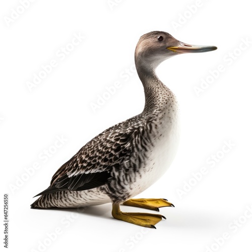 Yellow-billed loon bird isolated on white background.