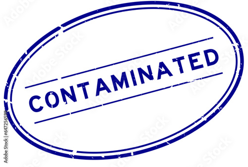 Grunge blue contaminated word rubber seal stamp on white background
