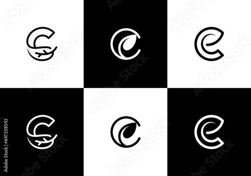 letter C leaf illustration logo, modern icon