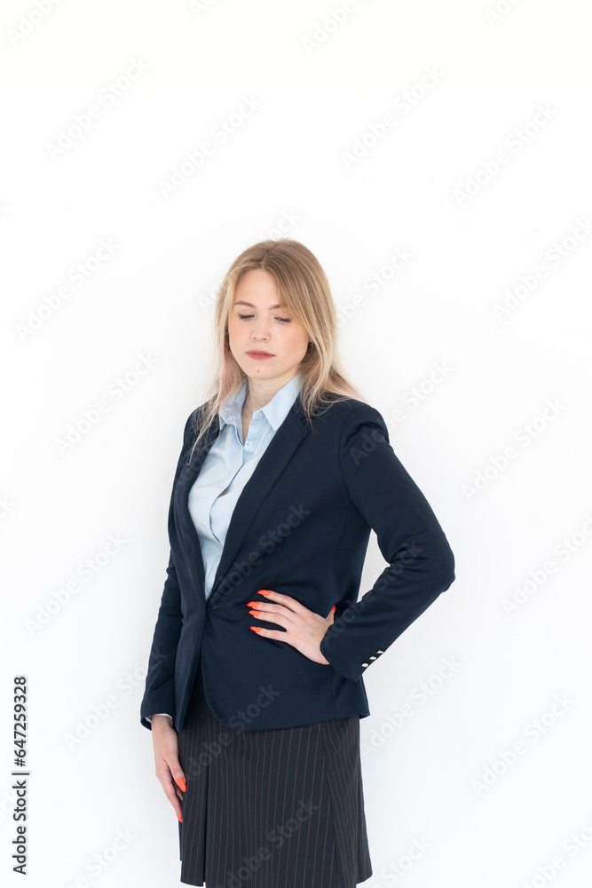 Close up portrait of upset business woman isolated on white background Close up portrait of upset business woman isolated on white background