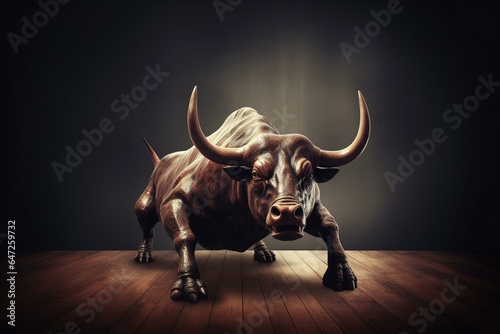 Bull engrossed in rising market. Visualized with. Generative AI