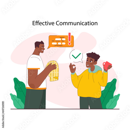 Positive parenting or fostering. Effective communication between father