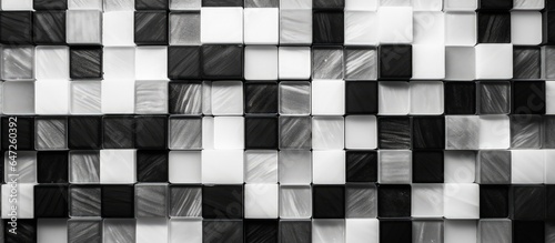 Abstract black and white seamless quartz ceramic mosaic with a stone like texture