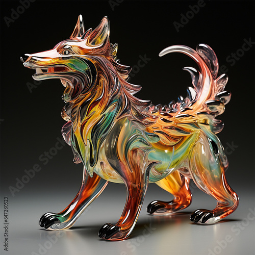 Blown glass wolf AI Generative Artwork 