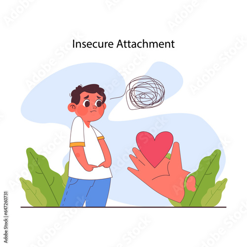 Attachment theory. Insecure attachment style in parents and kid relationship.