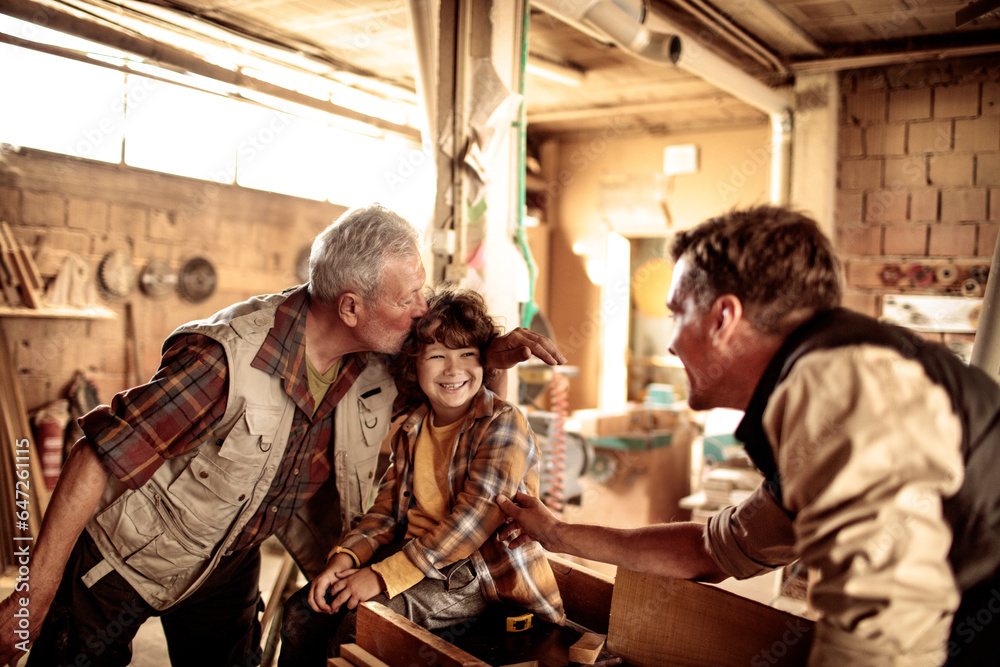 Three Generations in Carpentry: Son, Father, Grandfather Three Generations in Carpentry: Son, Father, Grandfather