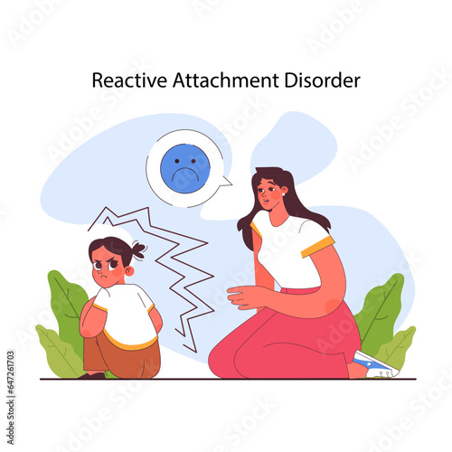 Reactive attachment disorder. Attachment theory. Little kid having