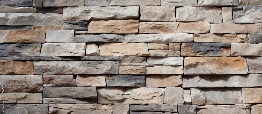 Abstract stone wall with blank stone tile cladding background