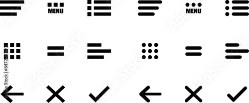 Set of hamburger menu flat icons. Vector illustration