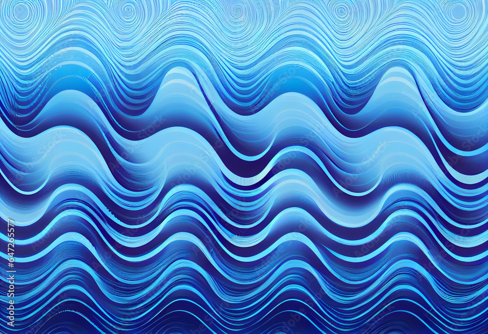 Rhythmic waves, seamless blue vector pattern. Generative AI Rhythmic waves, seamless blue vector pattern. Generative AI