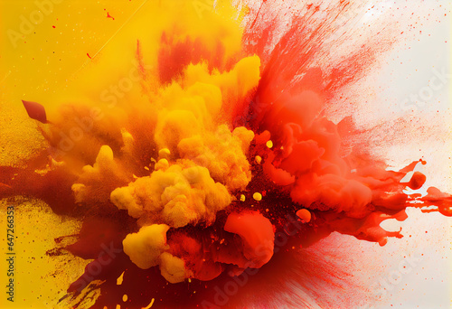 Red and yellow powder explosive effect stock photo, royalty free stock images in the style of monochromatic. Generative AI
